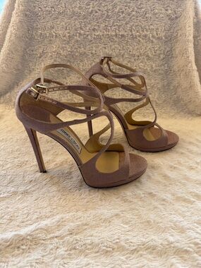 Jimmy Choo Dusty Rose Strappy Stiletto Sandals